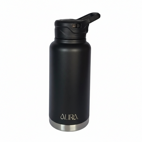 AURA Insulated Water Bottle With Carabiner Lid | 1L